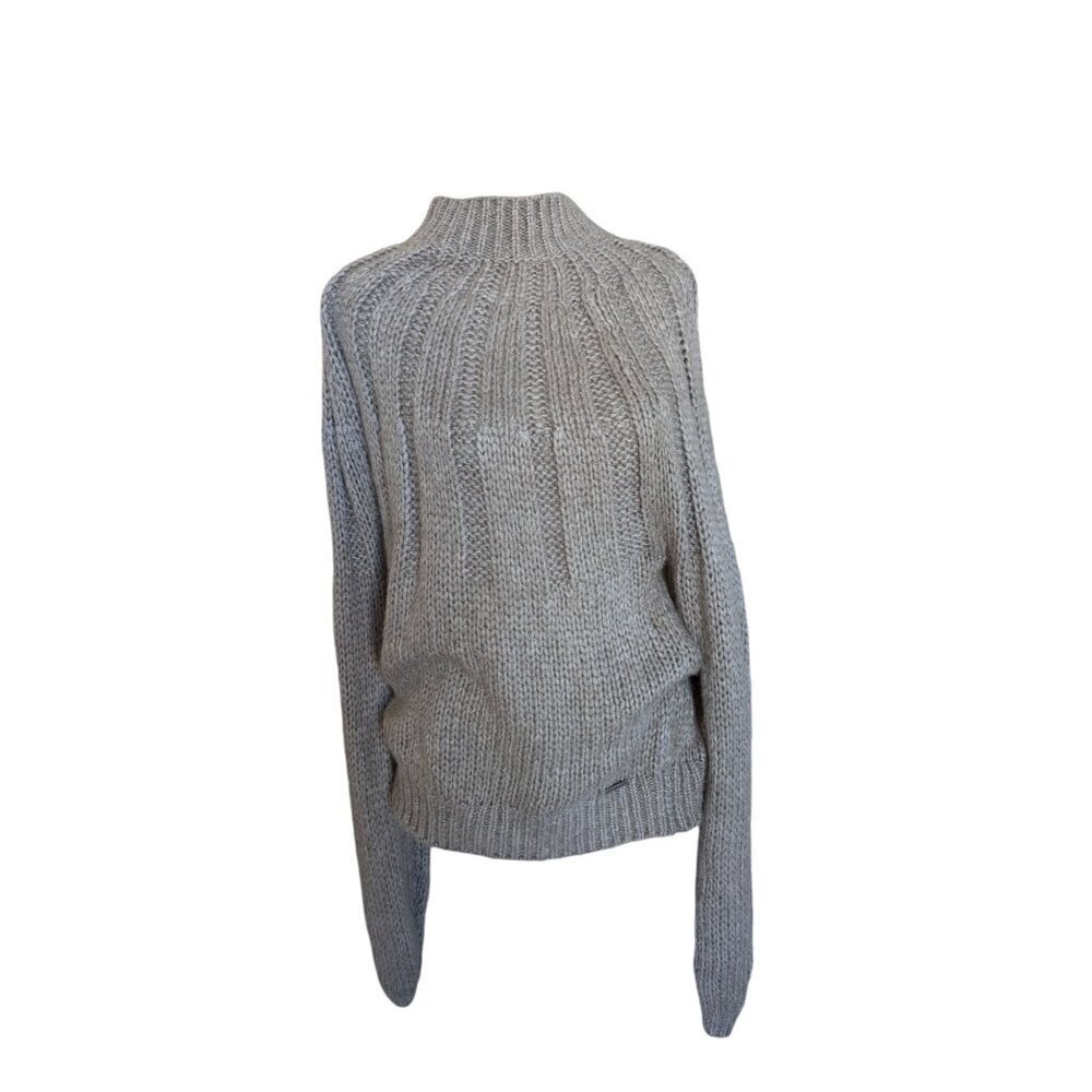 Abercrombie & Fitch Balloon Sleeve High Neck Cable Knit Pullover Sweater Size M